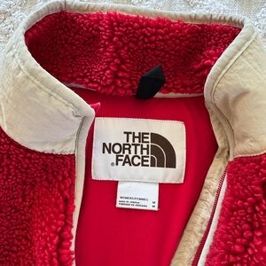 The North Face Red and Cream Sherpa Jacket
